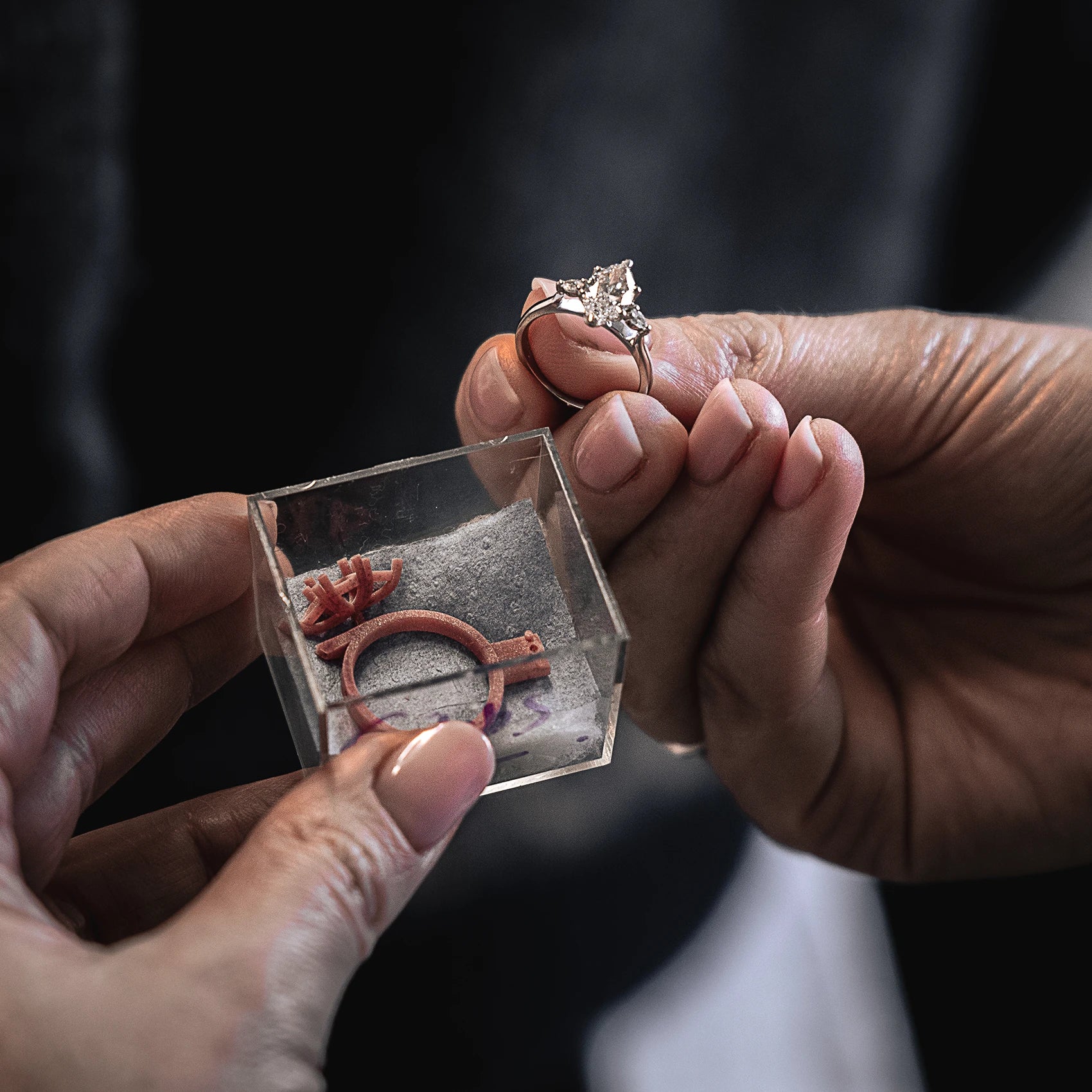 designer engagement rings york wax model and a final engagement ring