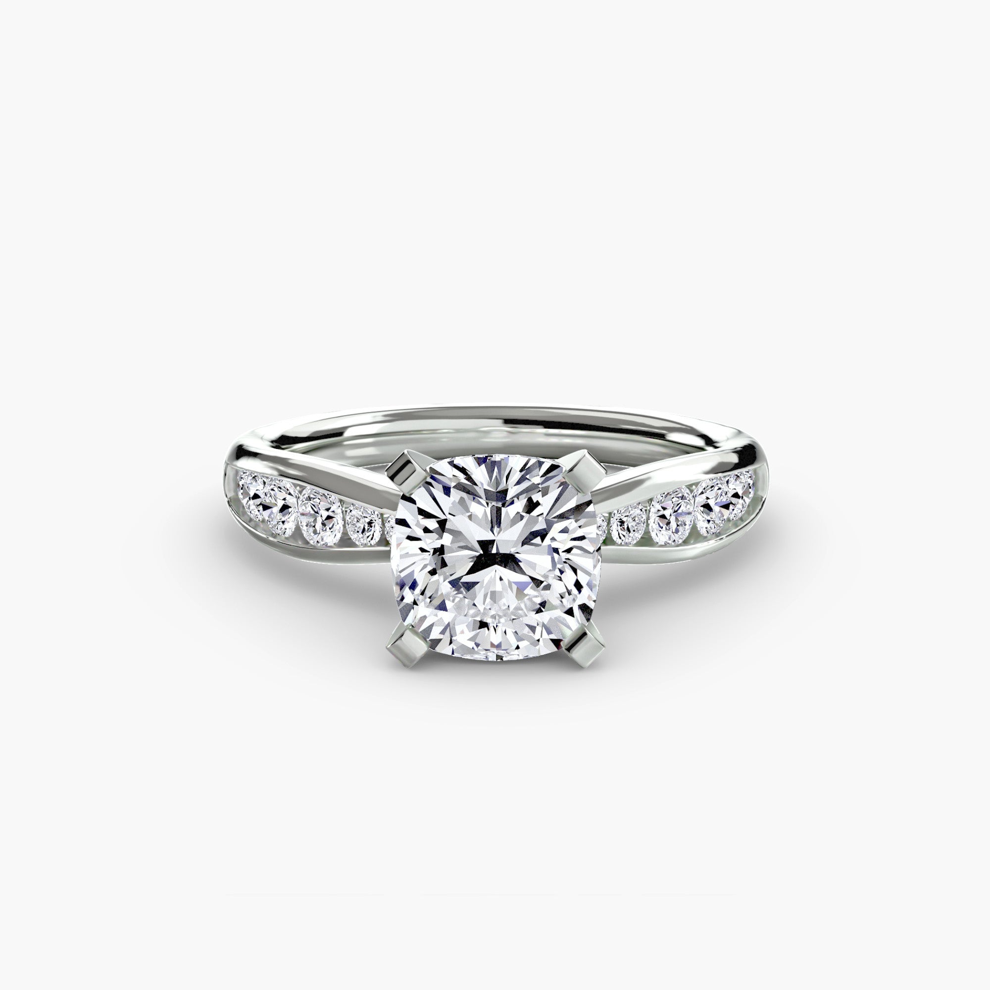The MICHAEL ISAAC Solitaire with Pavé 3 showcases a large round-cut diamond at the center, accented by pavé-set smaller diamonds along a white gold or platinum band, elegantly displayed on a plain white background.