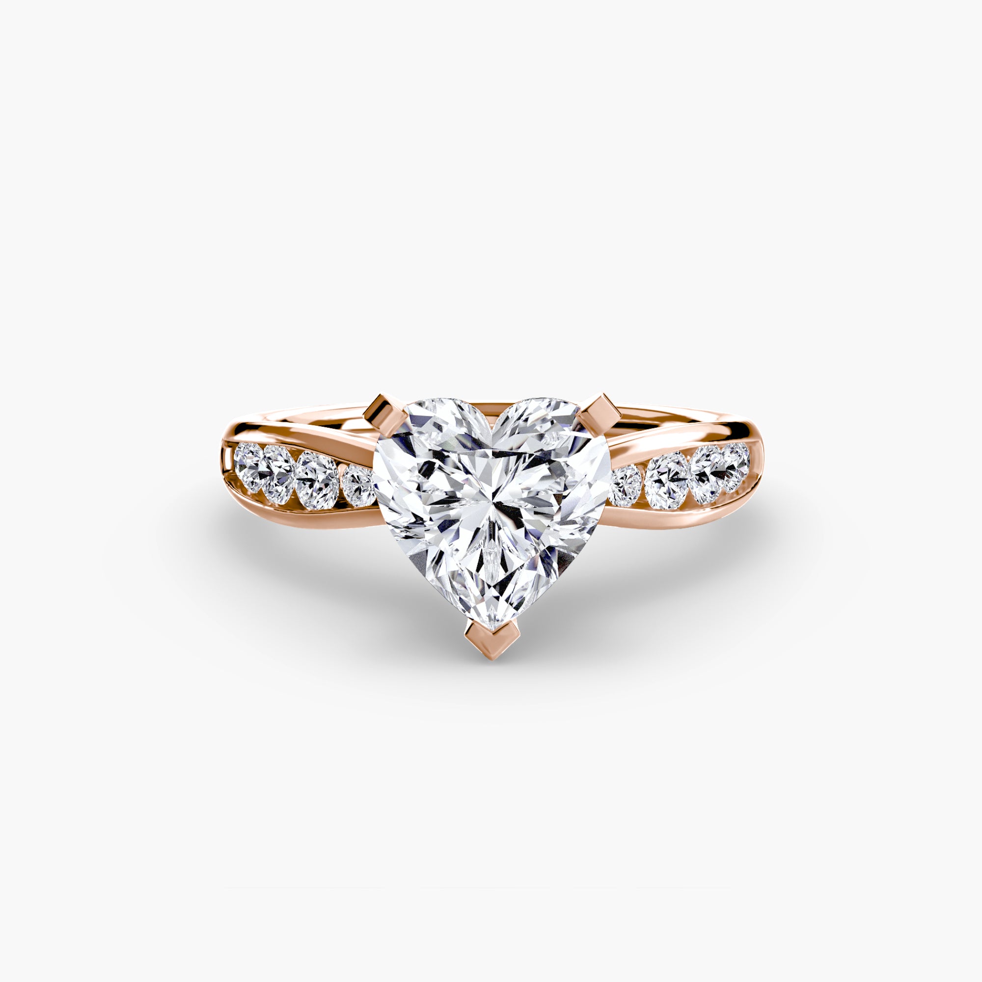 The Solitaire with Pavé 3 by MICHAEL ISAAC is a gold ring with a large heart-shaped diamond and a pavé-set band of round diamonds, shown on a white background—ideal for an everyday touch of luxury.