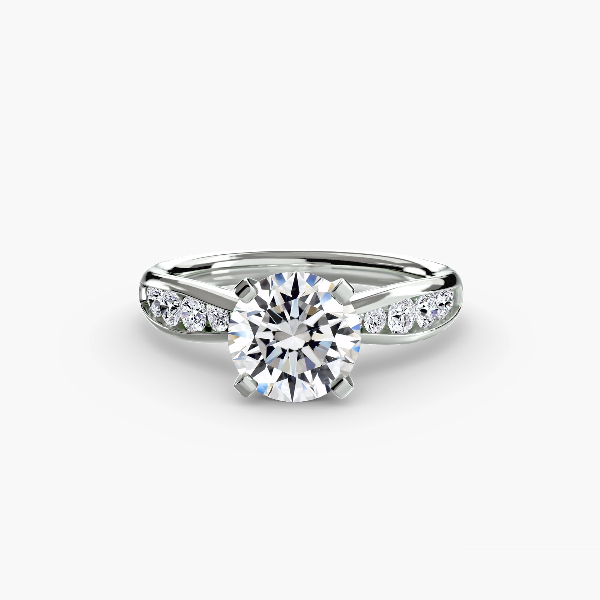 The Solitaire with Pavé 3 by MICHAEL ISAAC features a large round diamond center and a pavé-set band of smaller diamonds, shown on a white background for an elegant touch of everyday luxury.