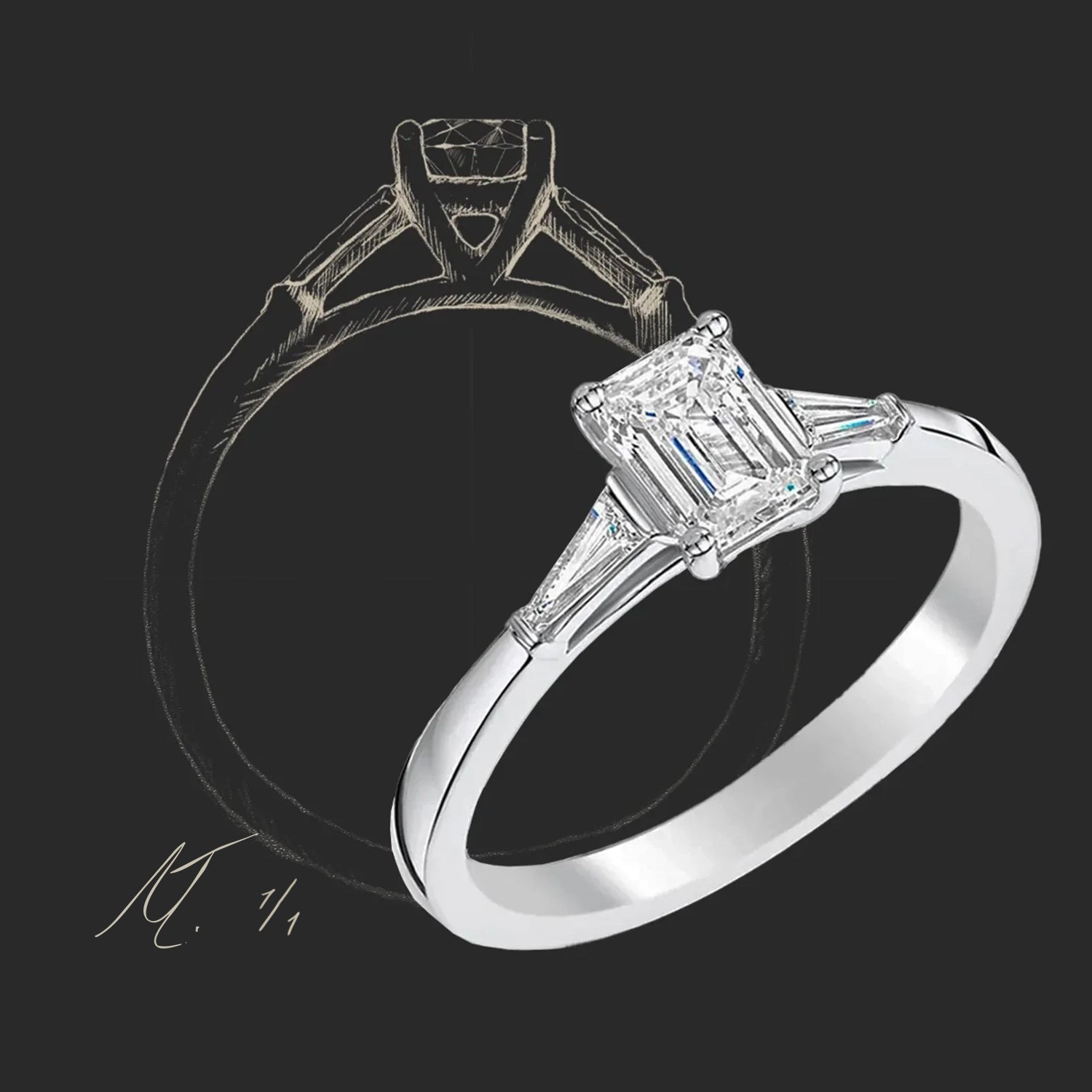 three stone design engagement ring York
