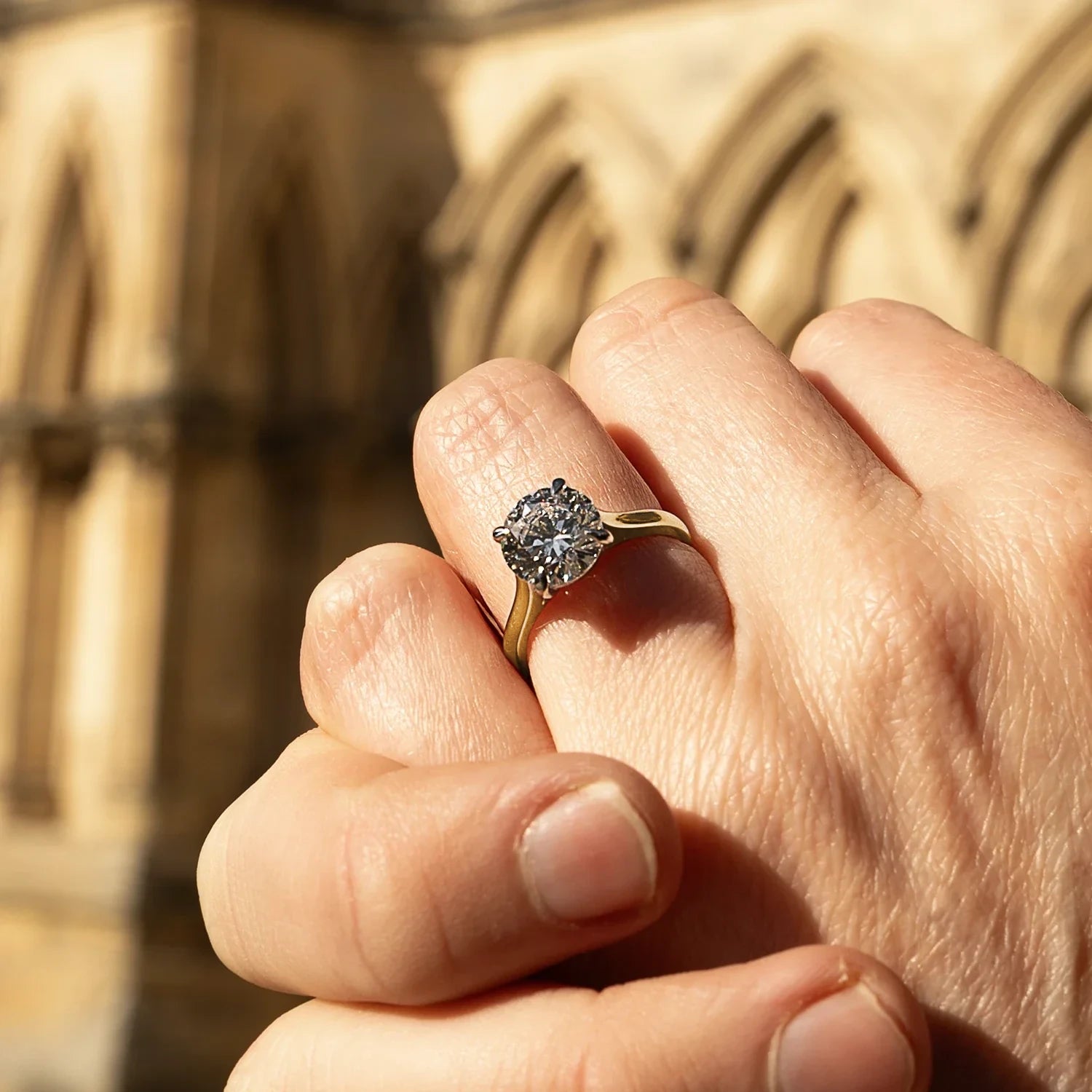 Bootham №1 Round Engagement Ring from Michael Isaac #metal_gold+Platinum