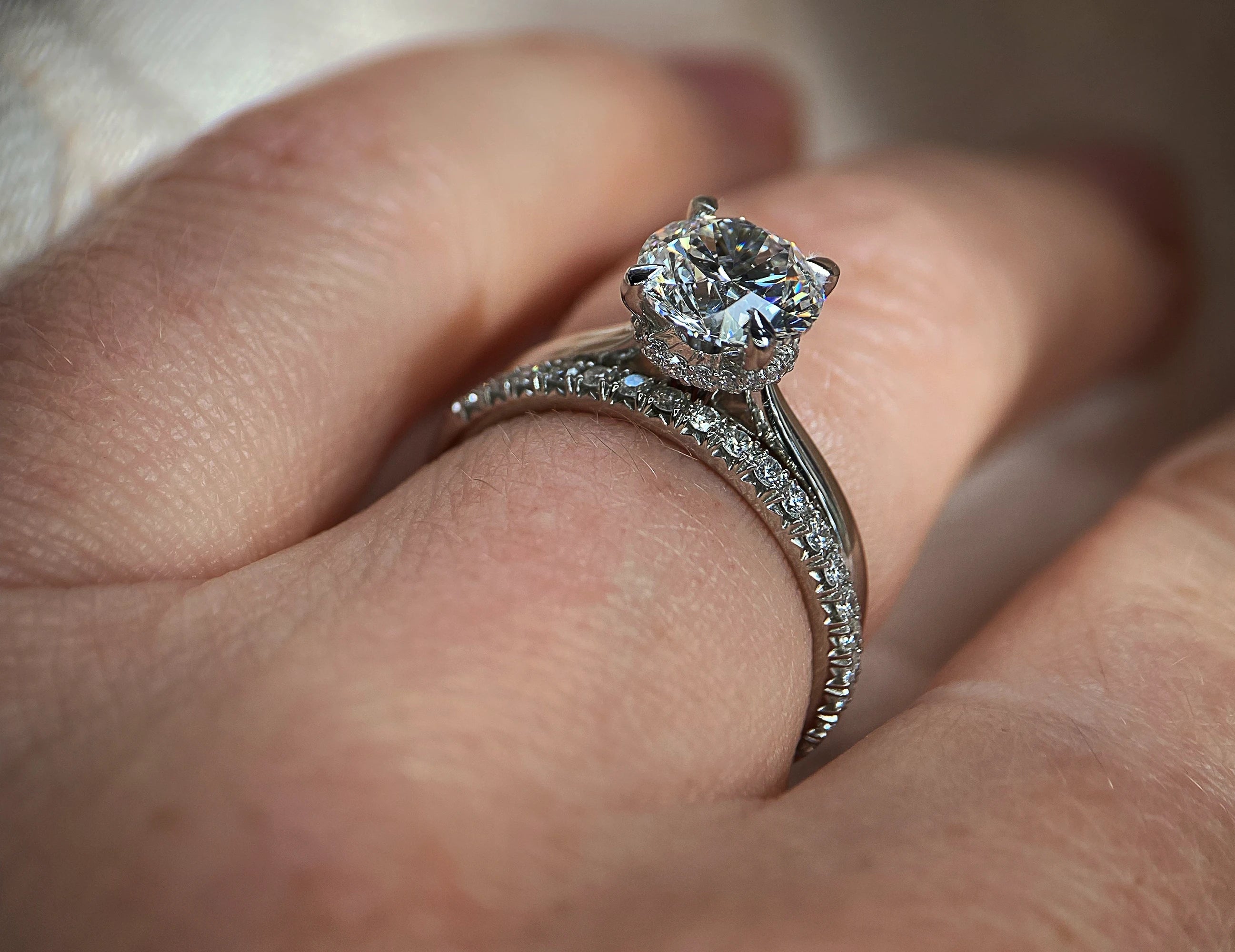 3Stone Halo MI TEST ROUND Engagement Ring