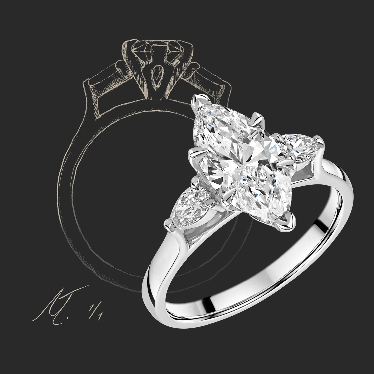 tulip setting design engagement ring