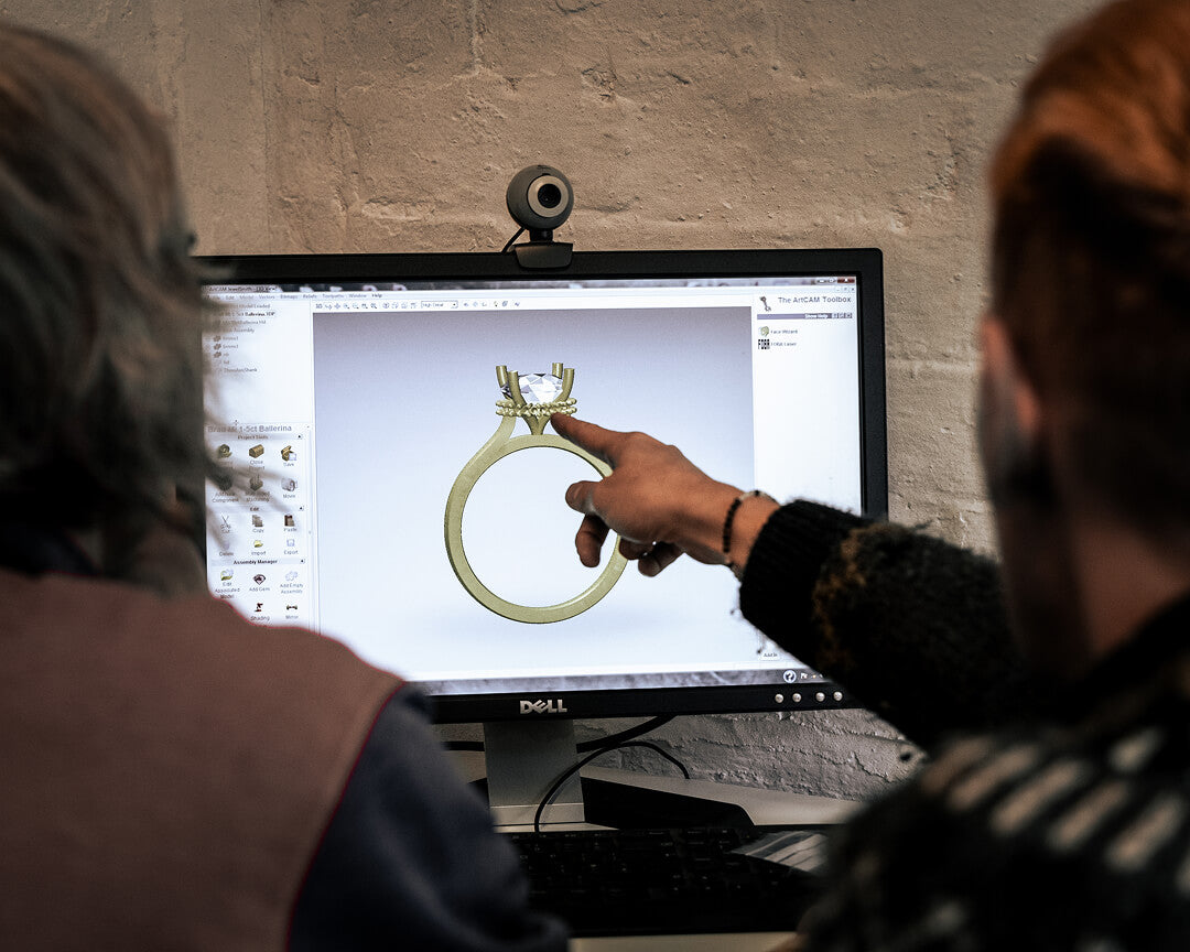 Bespoke jewellery design sketch in York studio