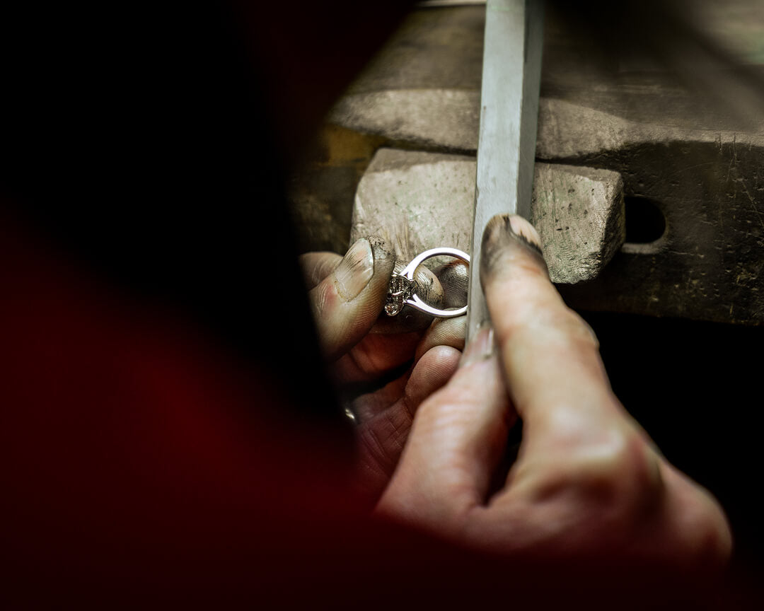 Close-up of handmade ring being crafted in York