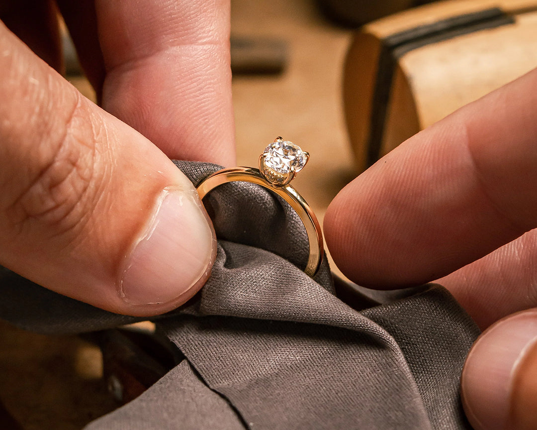 Vintage-inspired diamond engagement ring handcrafted in York