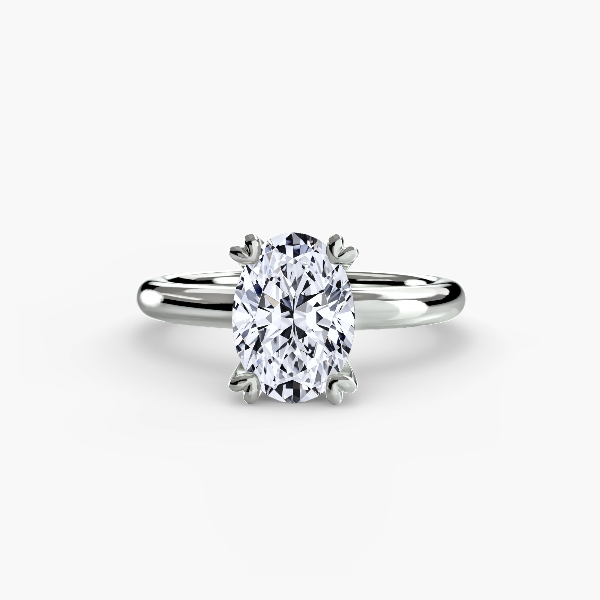 The MICHAEL ISAAC Solitaire ring 2 is a silver solitaire ring with a large oval diamond in a classic four-prong setting, shown on a white background—ideal for fans of minimalist ring styles.