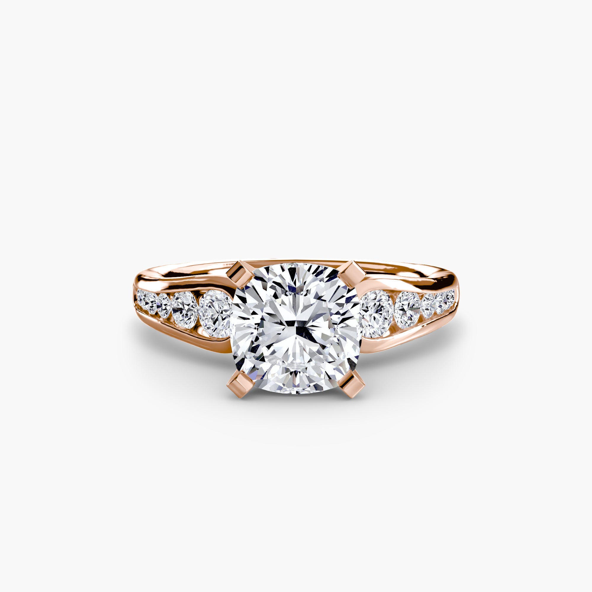 The Solitaire with Pavé 2 ring by MICHAEL ISAAC features a large round diamond in a four-prong gold setting, accented by pavé-set diamonds on the band, offering everyday luxury and shown against a white background.