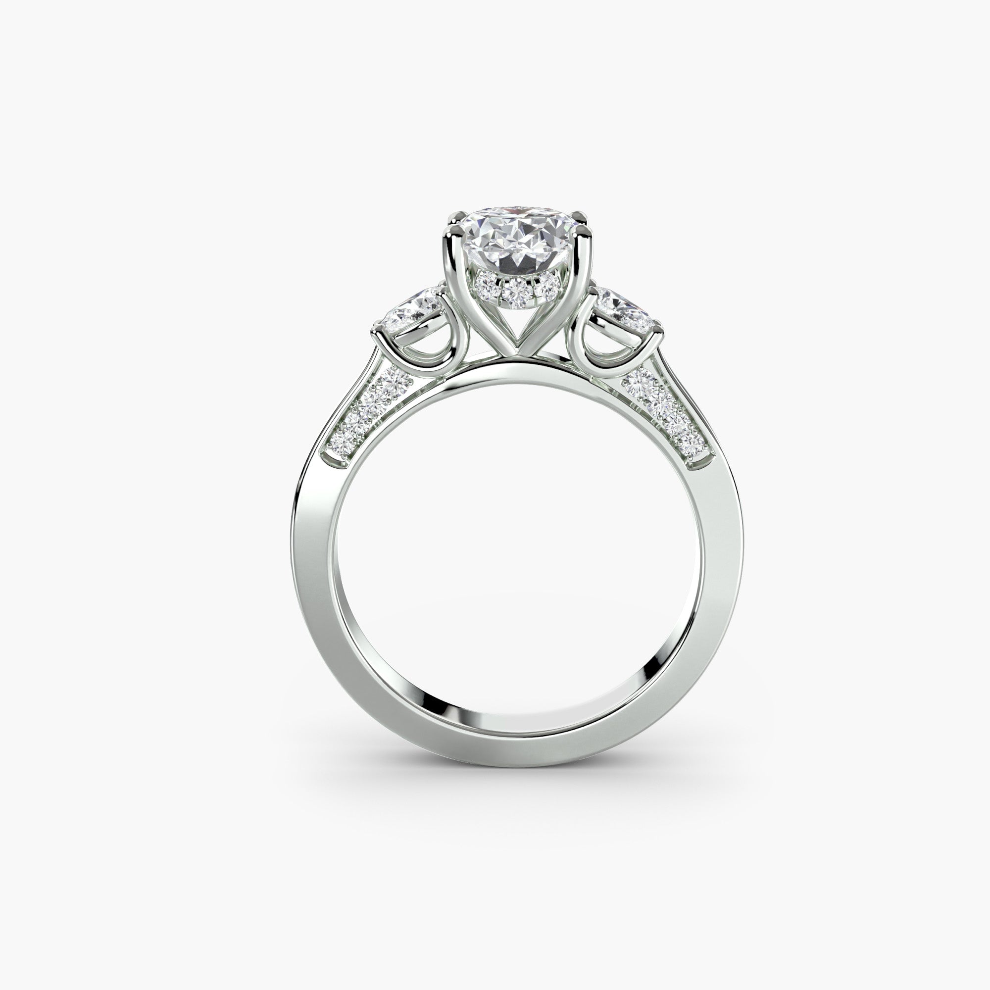 Three Stone with Pavé Shoulders *