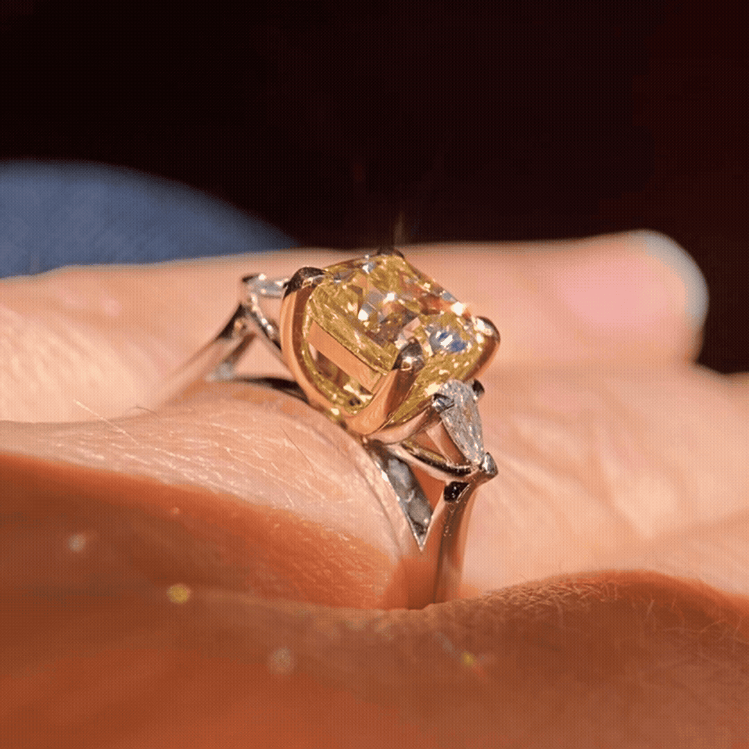 a final designer engagement rings york with a yellow diamond