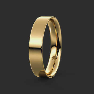Flat Court Bespoke Wedding Ring 5mm from Michael Isaac York 360-drag  #metal_gold