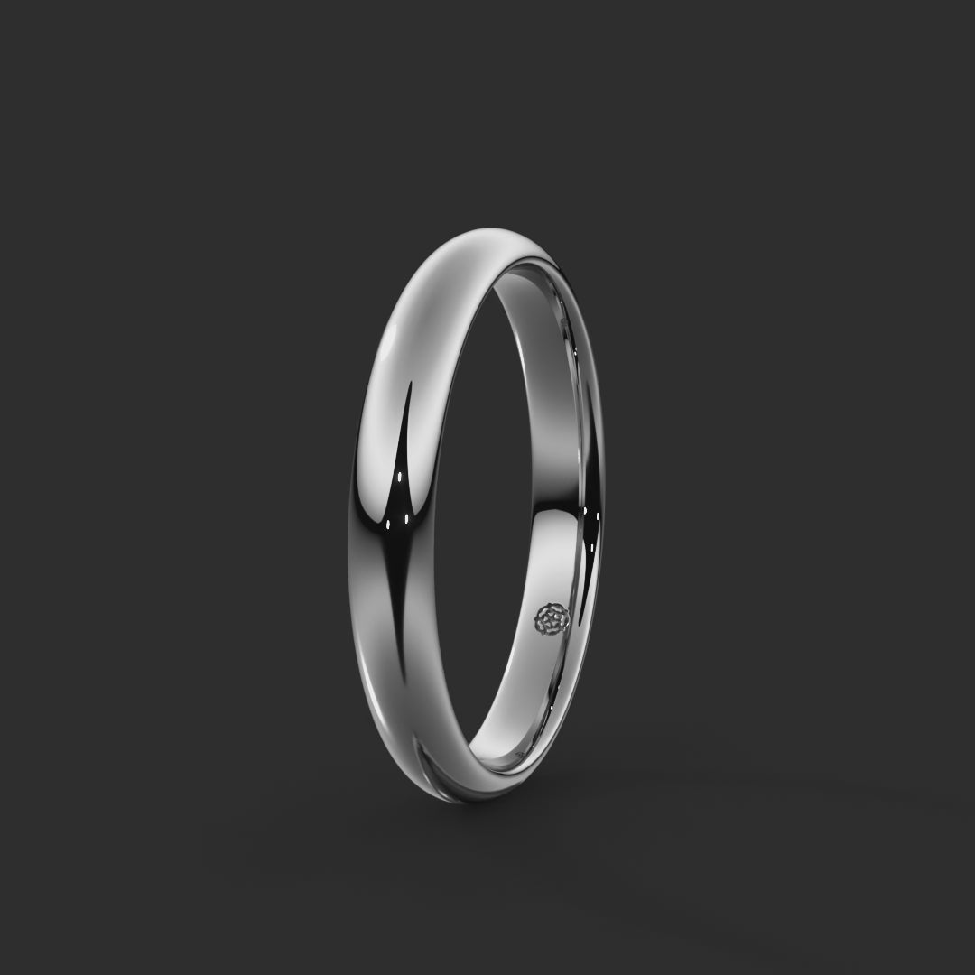 Soft Court Bespoke Wedding Ring 3mm from Michael Isaac York  360-drag #metal_platinum