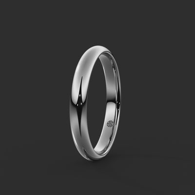 Soft Court Bespoke Wedding Ring 3mm from Michael Isaac York  360-drag #metal_platinum