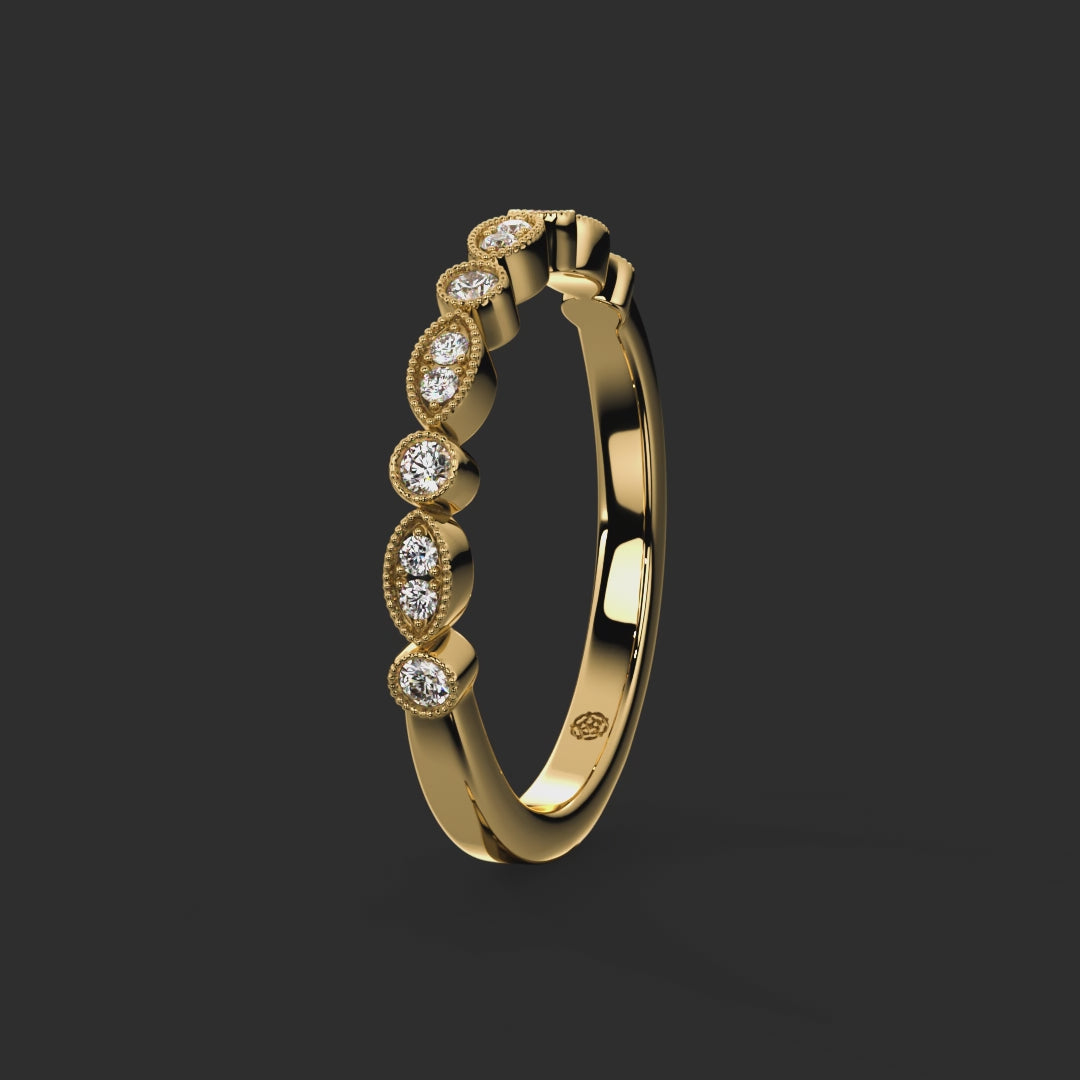 0.25ct — 2.40mm Walmgate Milgrain Set Wedding Ring from Michael Isaac York  360-drag #metal_gold