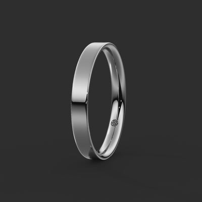 Flat Court Bespoke Wedding Ring 3mm from Michael Isaac York  360-drag #metal_platinum