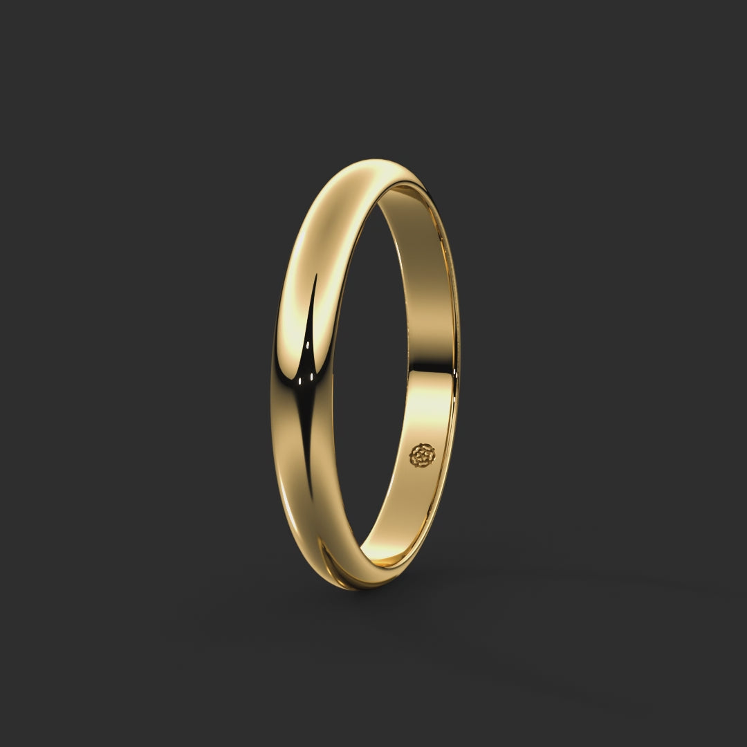 D-shape Bespoke Wedding Ring 3mm from Michael Isaac York 360-drag #metal_gold