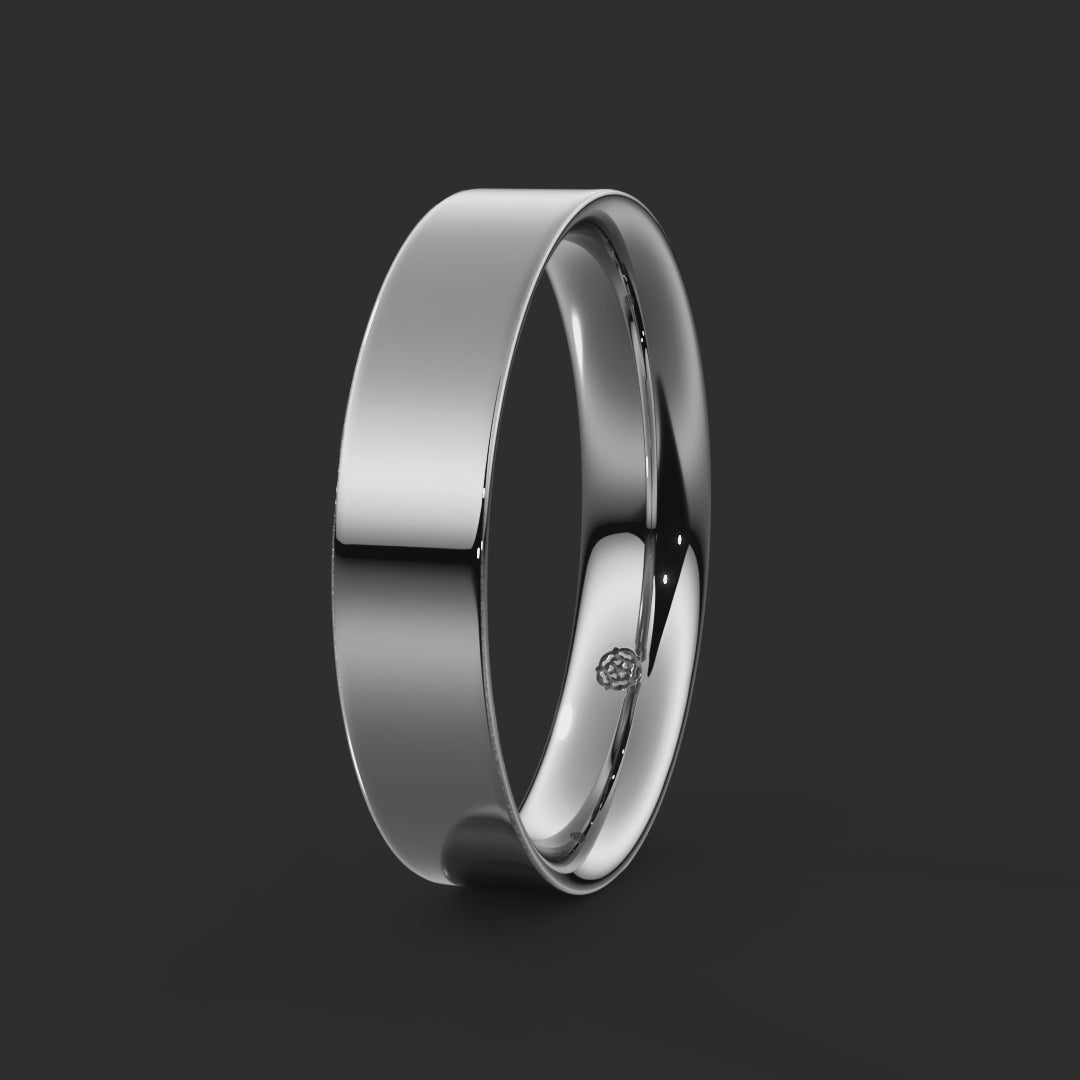 Flat Court Bespoke Wedding Ring 5mm from Michael Isaac York 360-drag  #metal_platinum