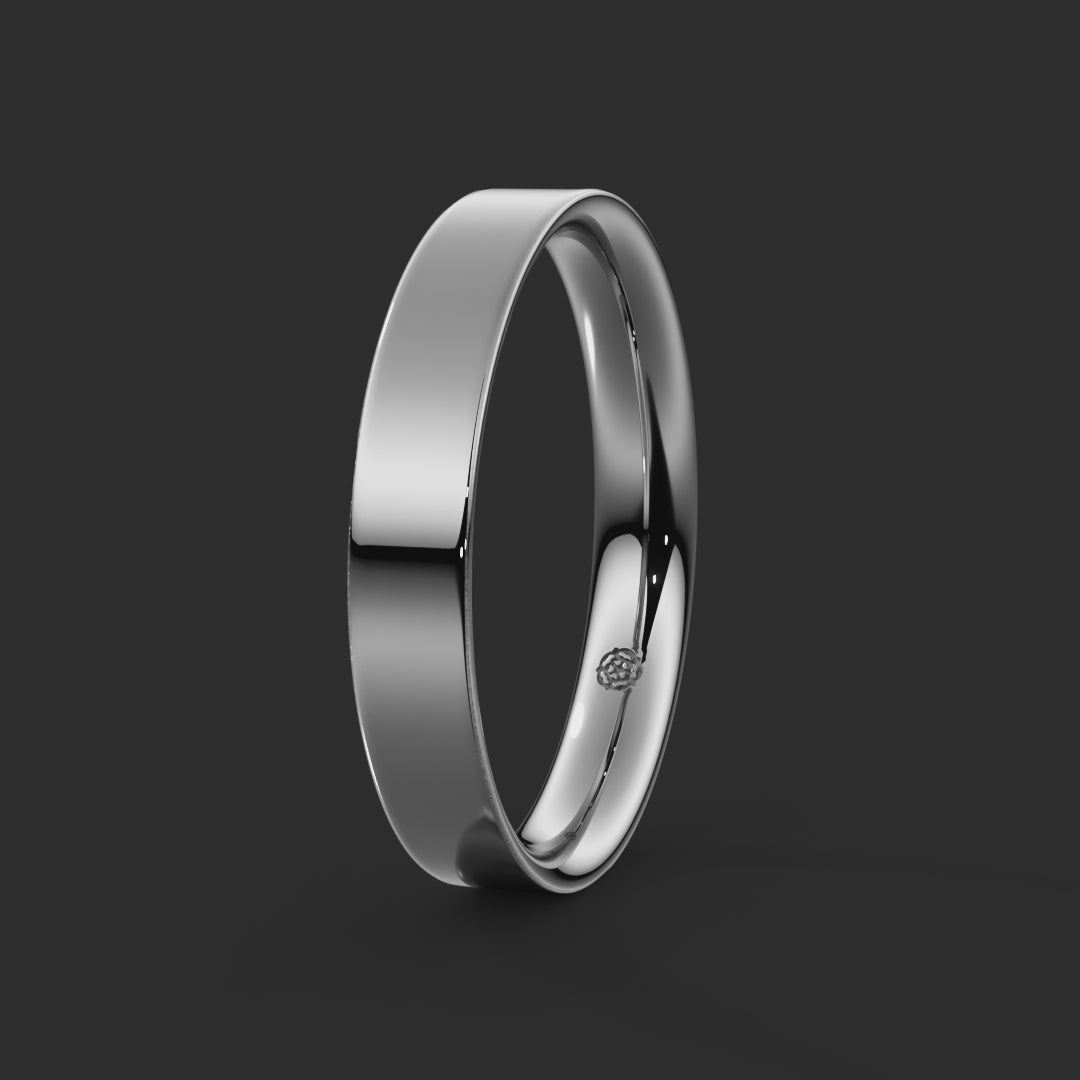 Flat Court Bespoke Wedding Ring 4mm  360-drag #metal_platinum