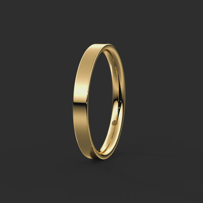 Flat Court Bespoke Wedding Ring 2.5mm from Michael Isaac York  360-drag #metal_gold