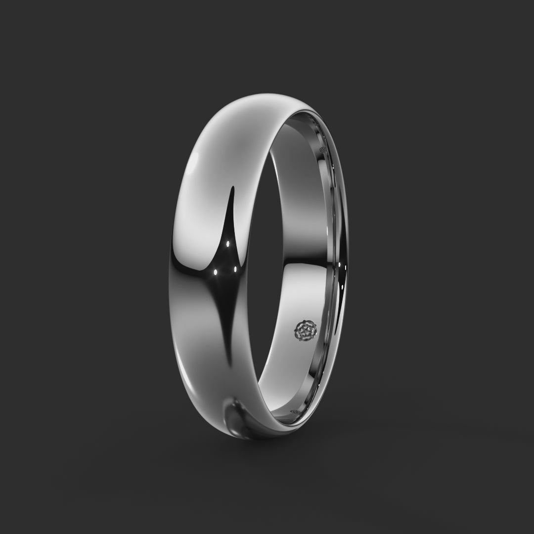 Soft Court Bespoke Wedding Ring 5mm from Michael Isaac York  360-drag #metal_platinum
