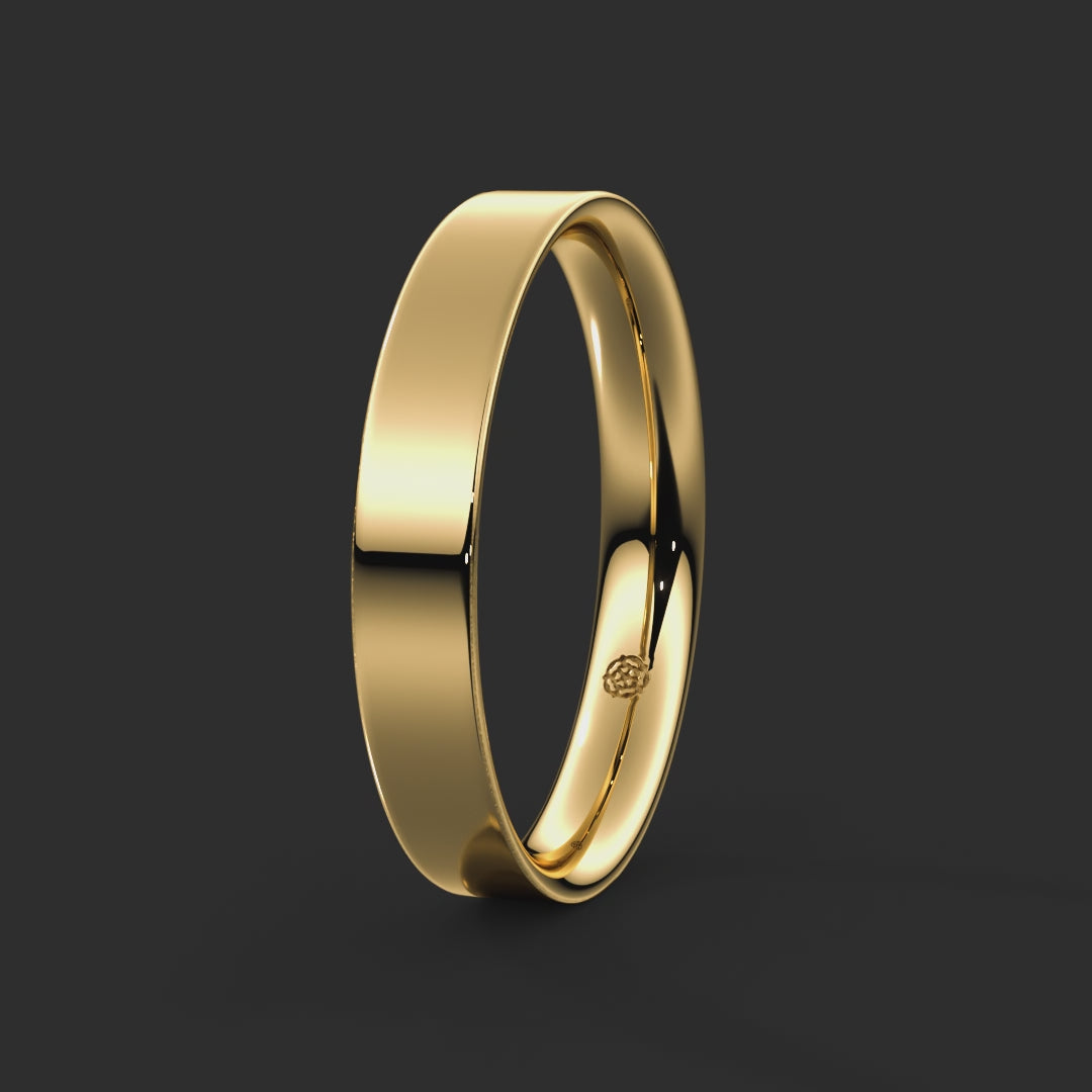 Flat Court Bespoke Wedding Ring 4mm  360-drag #metal_gold