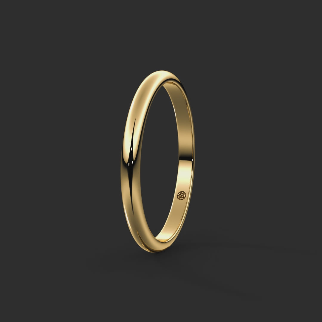 D-shape Bespoke Wedding Ring 2mm from Michael Isaac York #metal_gold