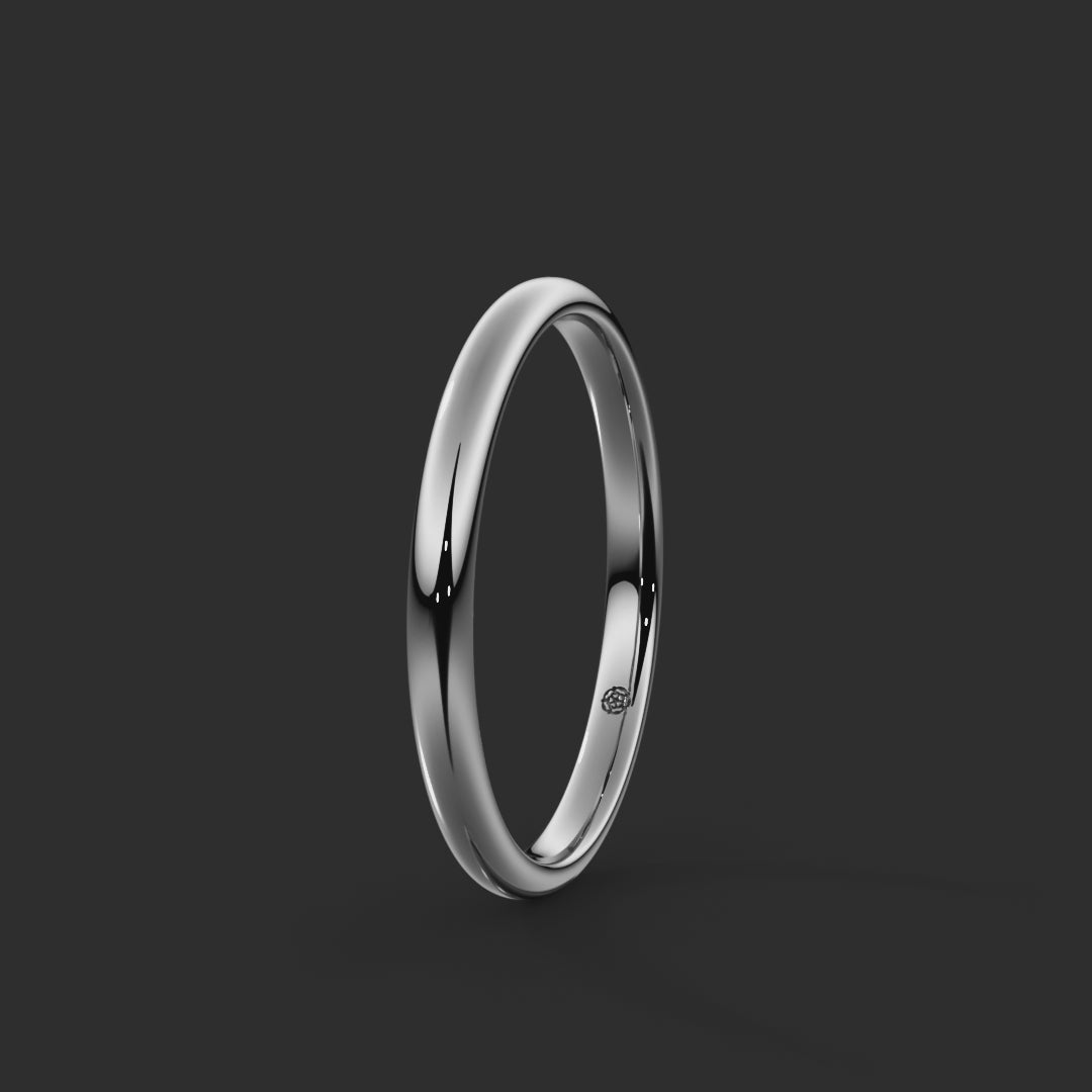 Soft Court Bespoke Wedding Ring 2mm from Michael Isaac York  360-drag  #metal_platinum