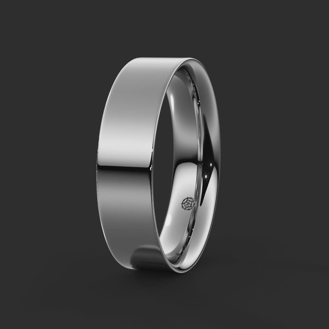 Flat Court Bespoke Wedding Ring 6mm from Michael Isaac York 360-drag  #metal_platinum
